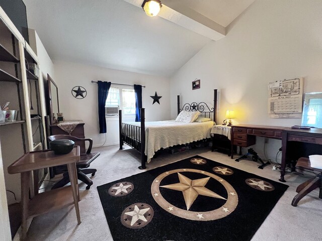 13074 Clover Ln, Iola, TX 77861 - carpeted bedroom with vaulted ceiling with beams