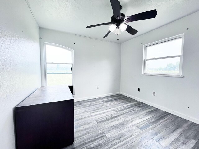 13074 Clover Ln, Iola, TX 77861 - empty room featuring ceiling fan, light wood-type flooring, and a textured ceiling