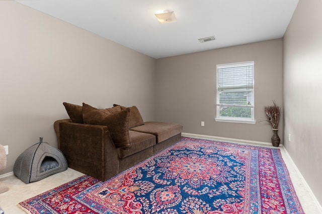 living room featuring carpet