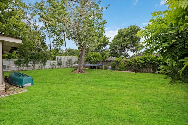 view of yard featuring a trampoline