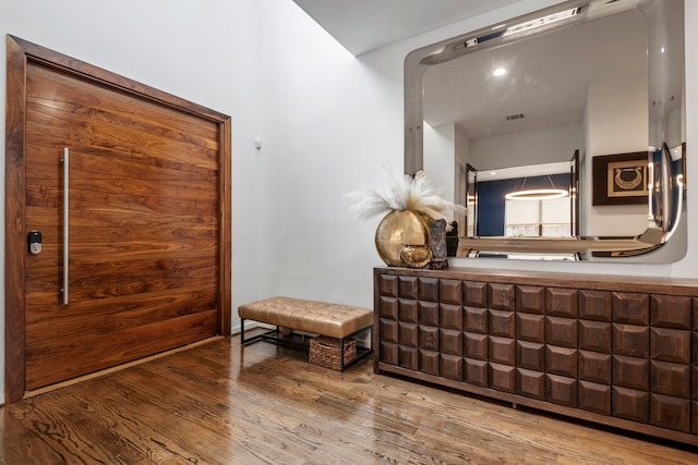 interior space with hardwood / wood-style floors