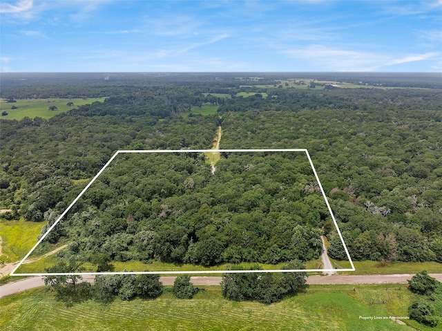 birds eye view of property with a wooded view