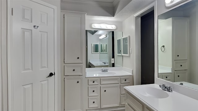 bathroom featuring vanity and crown molding