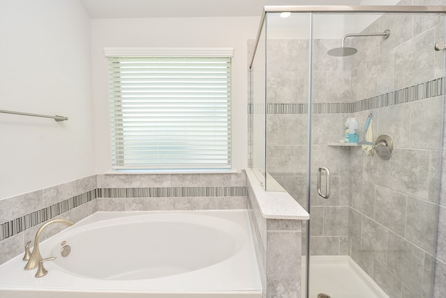 bathroom with independent shower and bath