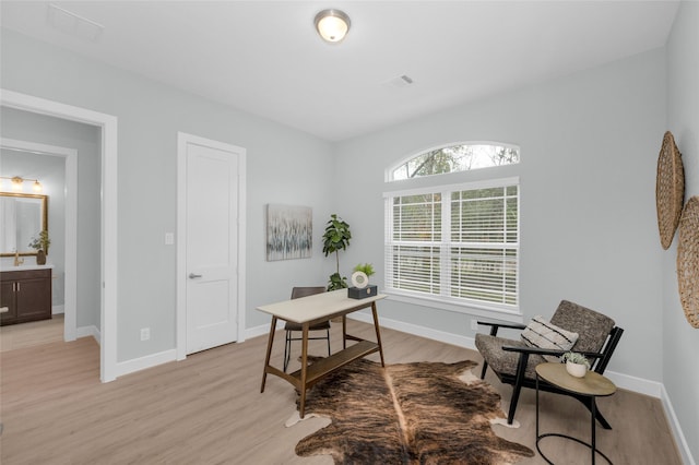 office featuring light hardwood / wood-style flooring