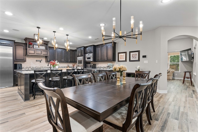 dining room with light hardwood / wood-style floors