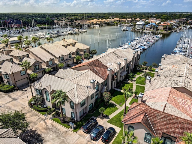 bird's eye view featuring a water view