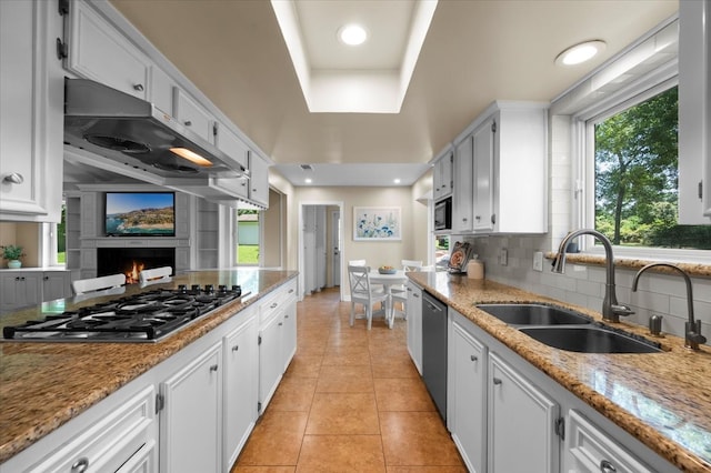 kitchen with white cabinetry, sink, and stainless steel appliances