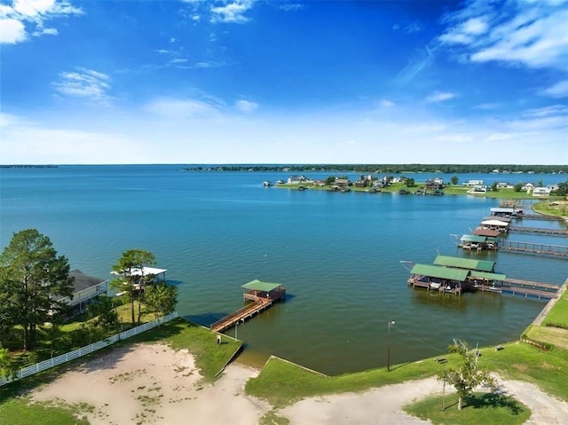 property view of water with a boat dock