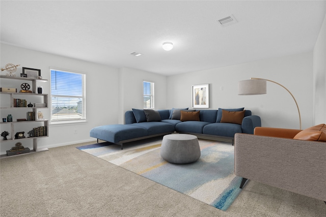 living room with carpet flooring