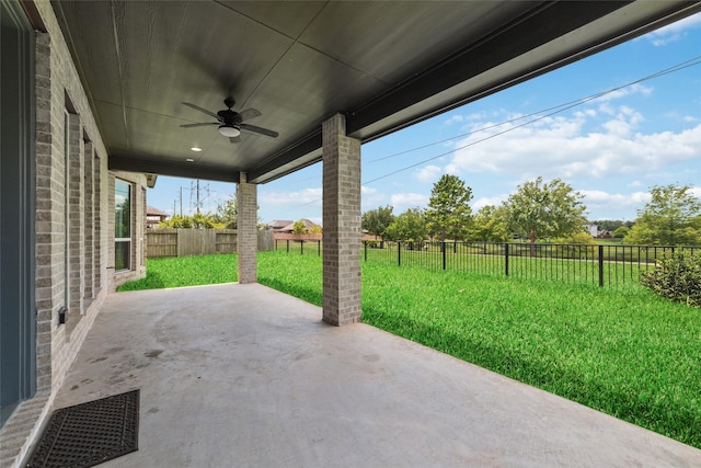 view of patio with ceiling fan