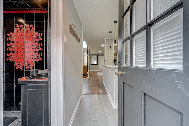 hall featuring light hardwood / wood-style floors