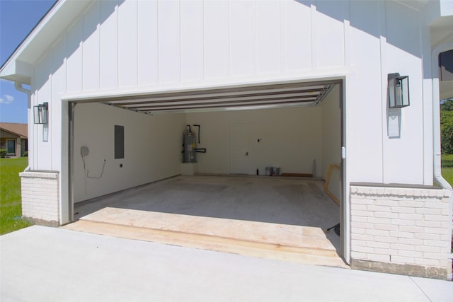 garage featuring electric water heater