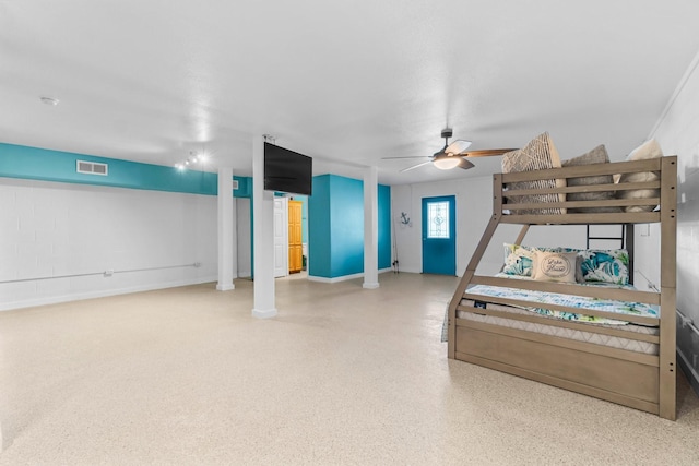 bedroom featuring ceiling fan