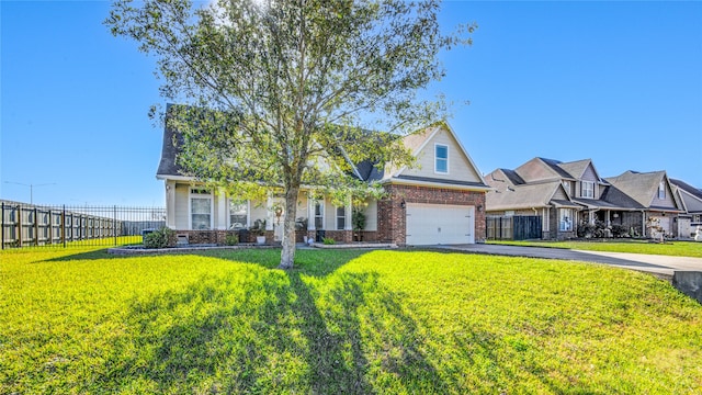 view of front facade with a front lawn and a garage