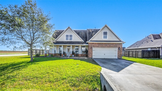 craftsman-style house featuring a front yard and a garage