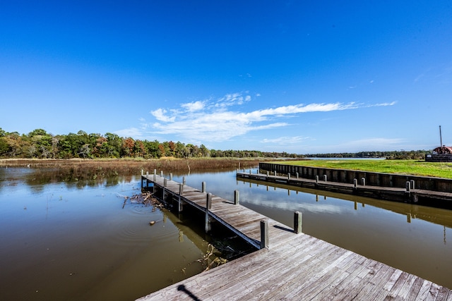 view of dock featuring a water view