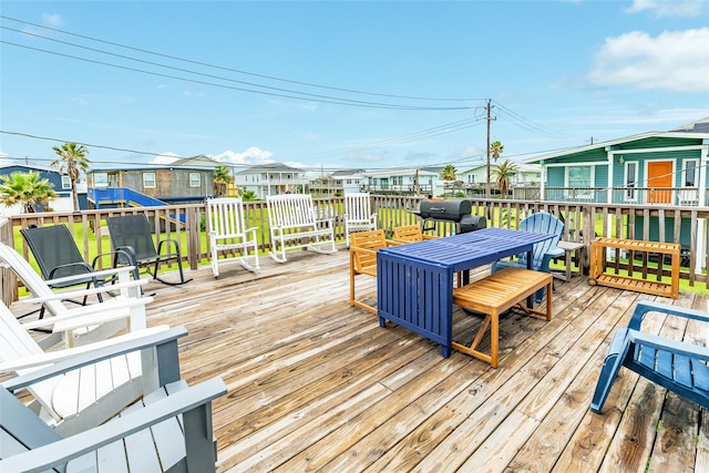 deck with a residential view