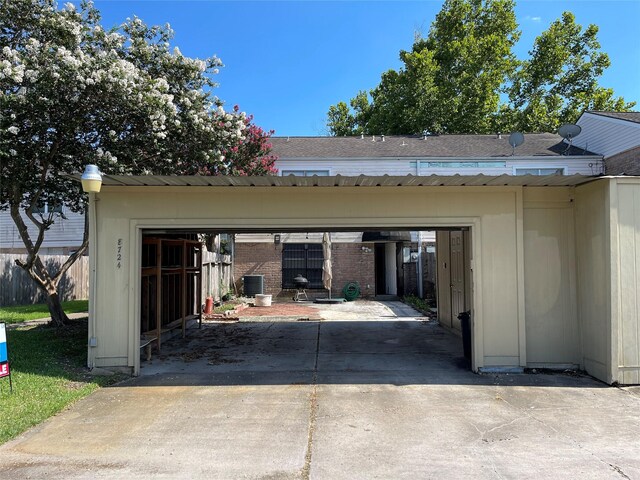 garage with central air condition unit