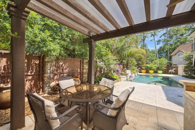 view of patio featuring a fenced in pool