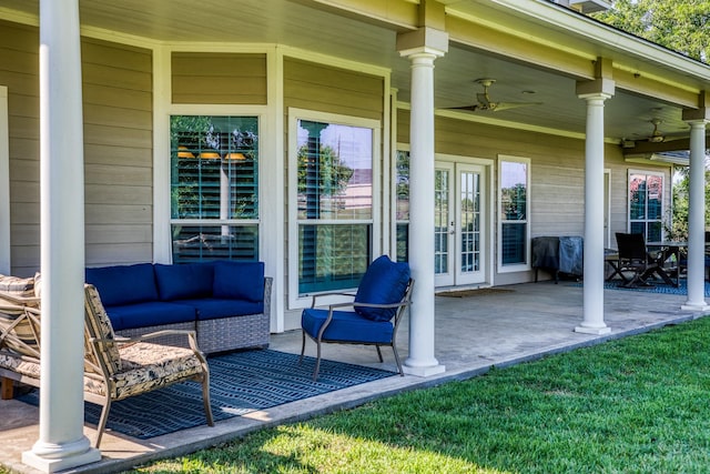 view of patio / terrace with ceiling fan