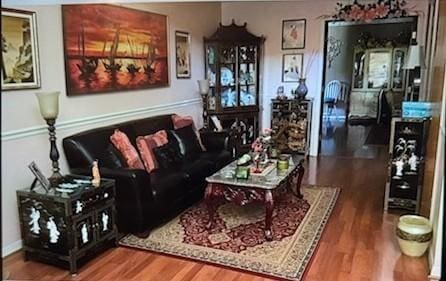 living area with wood finished floors