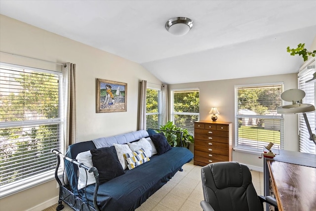 office featuring vaulted ceiling and plenty of natural light