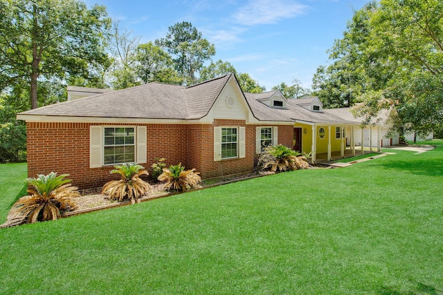 single story home with a front yard