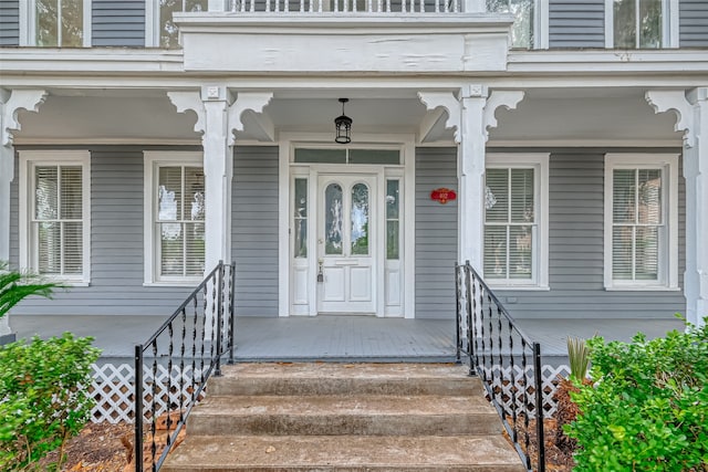 property entrance with a porch