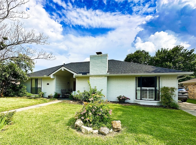 ranch-style house with a front lawn