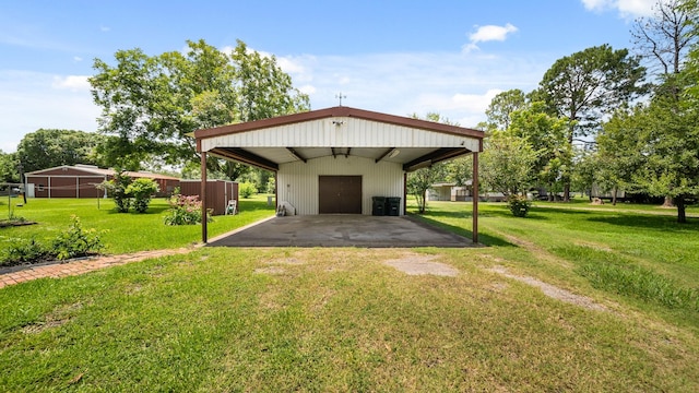 exterior space with a yard and a carport