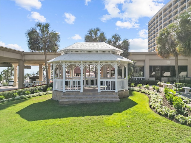 view of community with a gazebo and a yard