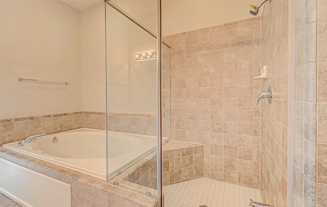 bathroom with independent shower and bath