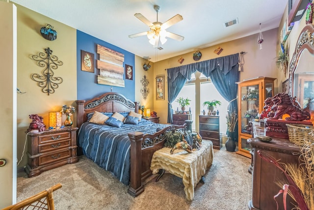 bedroom with carpet and ceiling fan