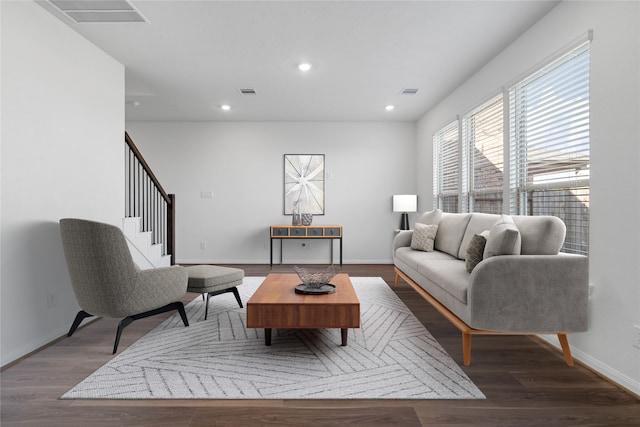 living room with wood-type flooring