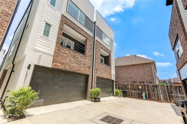 view of building exterior with a garage