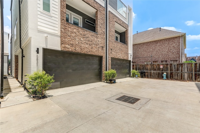 exterior space with a garage