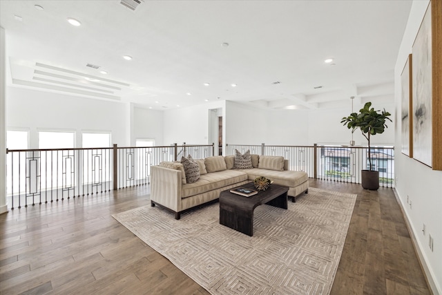 living room with light hardwood / wood-style flooring