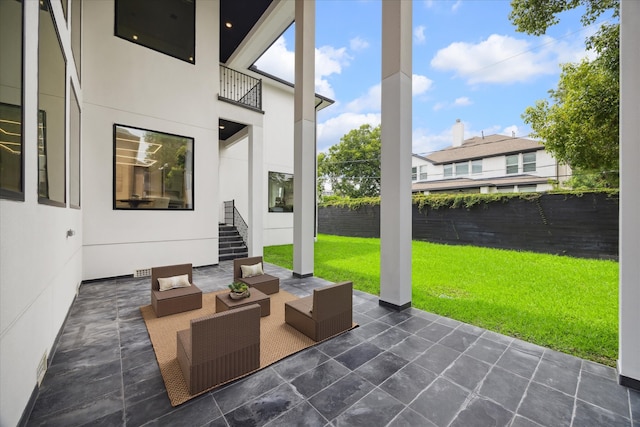 view of patio / terrace featuring an outdoor living space