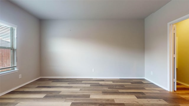 spare room featuring wood-type flooring