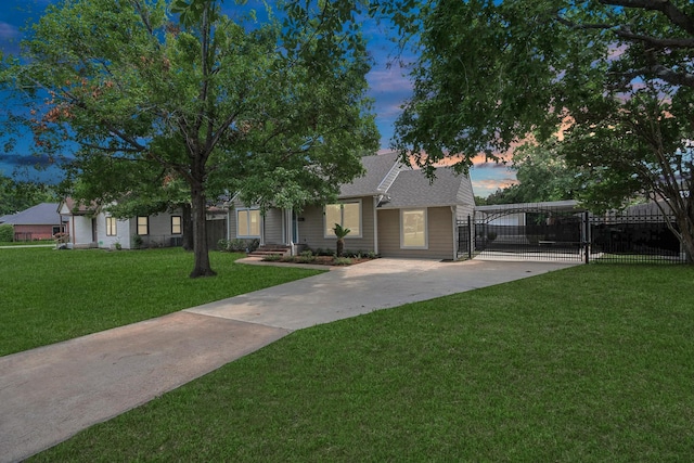 view of front of home with a yard