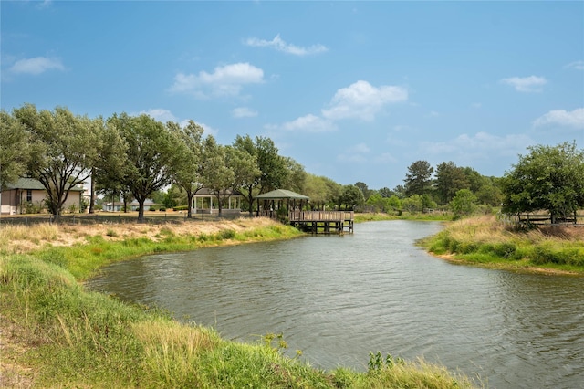 property view of water featuring a gazebo