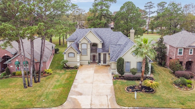 view of front facade featuring a front yard