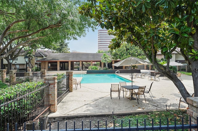 view of pool featuring a patio