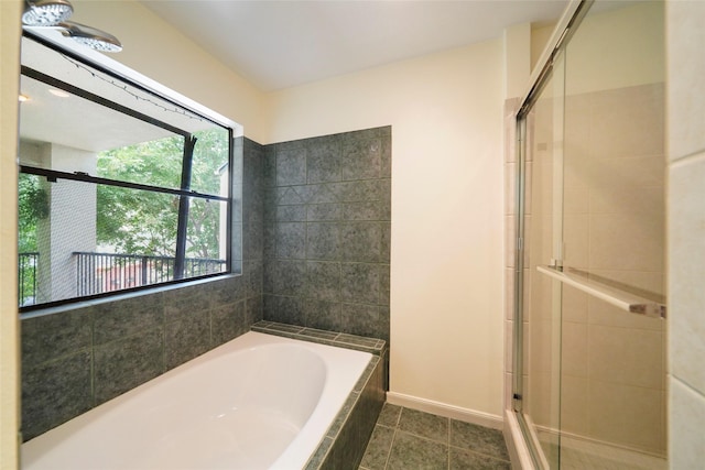 bathroom with plus walk in shower