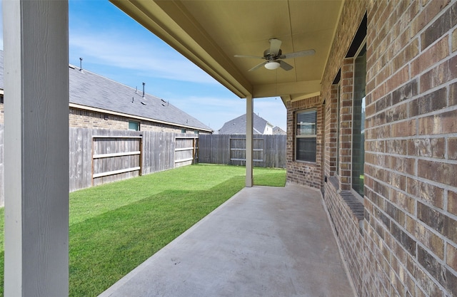 view of patio with ceiling fan