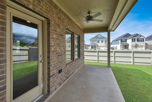 view of patio / terrace featuring ceiling fan