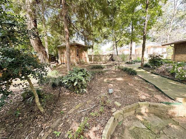 view of yard featuring a shed