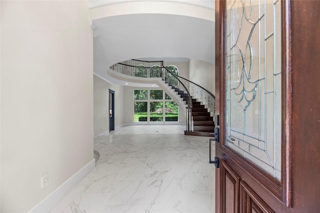 foyer with ornamental molding