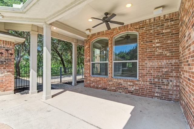 view of patio / terrace with ceiling fan